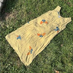 Yellow Dress with Butterfly Print